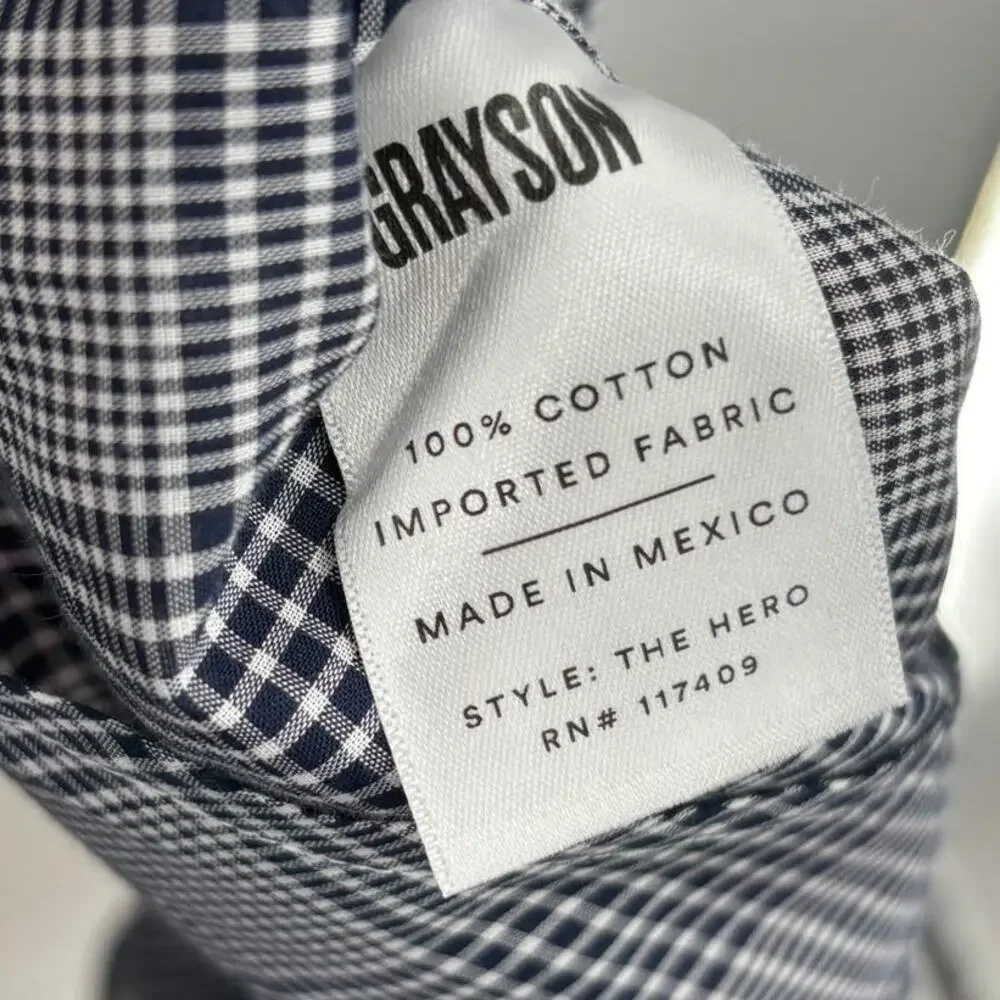 Grayson Blue Gray Plaid The Hero Cotton Button Down Top